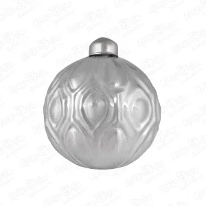 Украшение елочное шар серебряный с геометрическими узорами стеклянный 8см