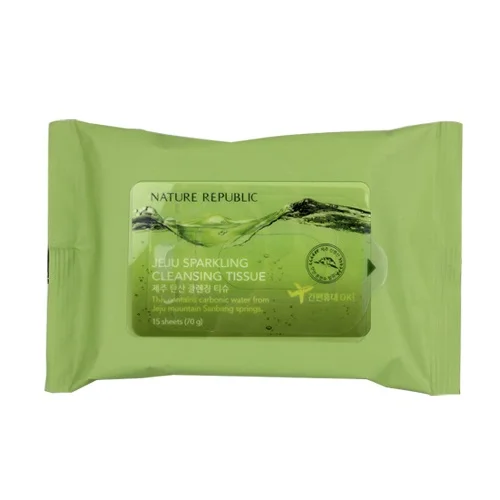 Jeju Sparkling Cleansing Tissue/Влажные салфетки для снятия макияжа(15шт)