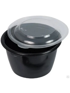
Одноразовый пластиковый контейнер: круглый с черным основанием, 1000 мл. 300 шт.