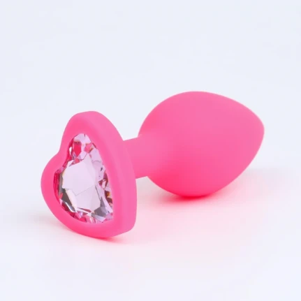 Фото для Анальная пробка с кристаллом Сердце, Soft силикон, 28 х 75 мм, розовый