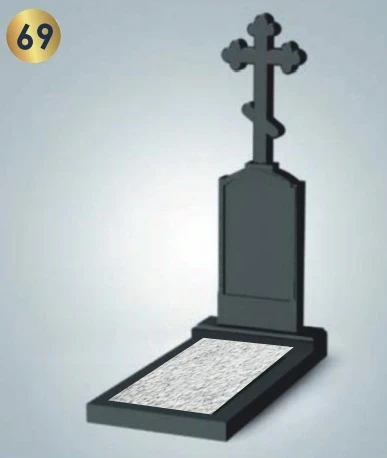Фото для № 69 Памятник в виде креста из чёрного гранита