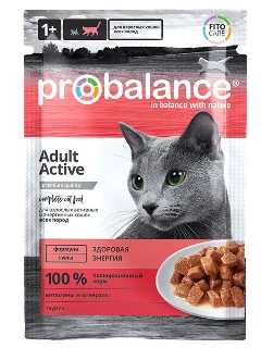 Фото для ПРОБАЛАНС д/кошек 85гр. д/активных кошек
