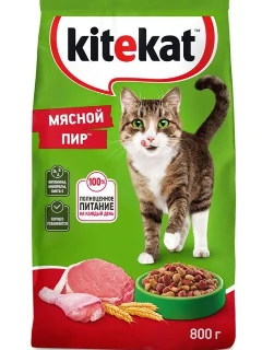 
Сухой корм KiteKat "Мясной пир" для кошек, 800 г